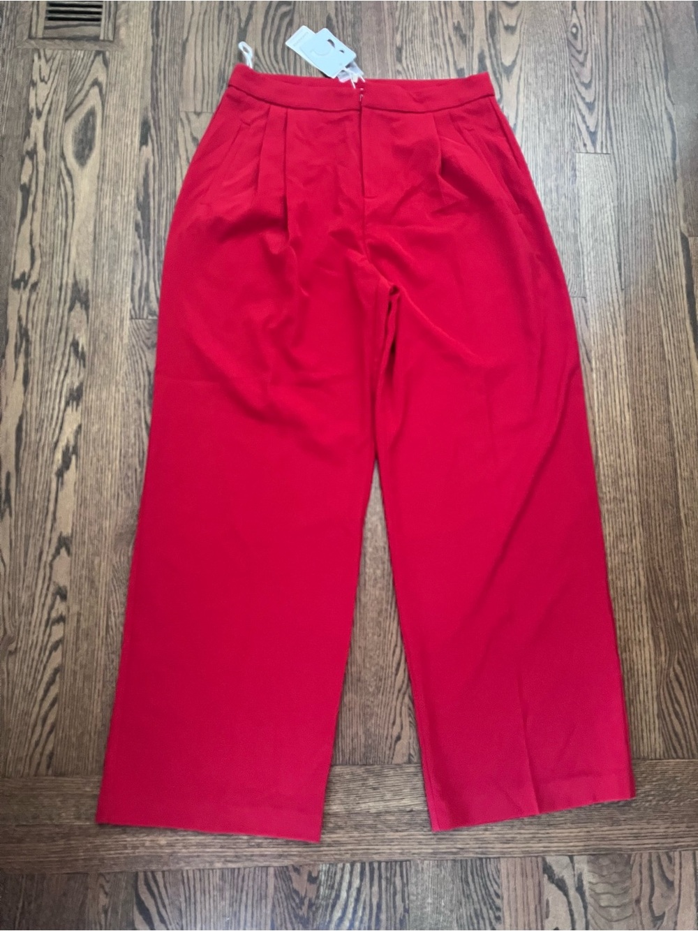 Commense Vibrant Red High-Waist Pleated Pants